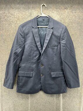 J.Crew Blazer Mens 44L Blue Wool Two Button Sport Coat Jacket Classic Fit